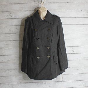 Dana Buchman Women's Wool Winter Peacoat Size M Gray Double Breasted